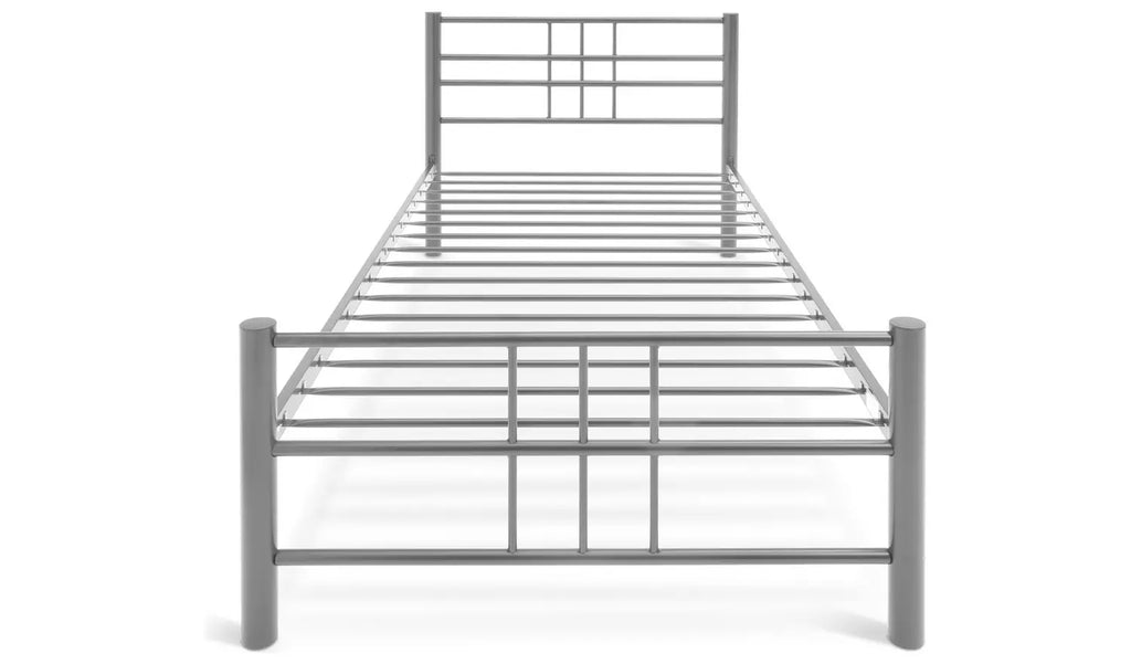 Home Atlas Single Metal Bed Frame - Silver