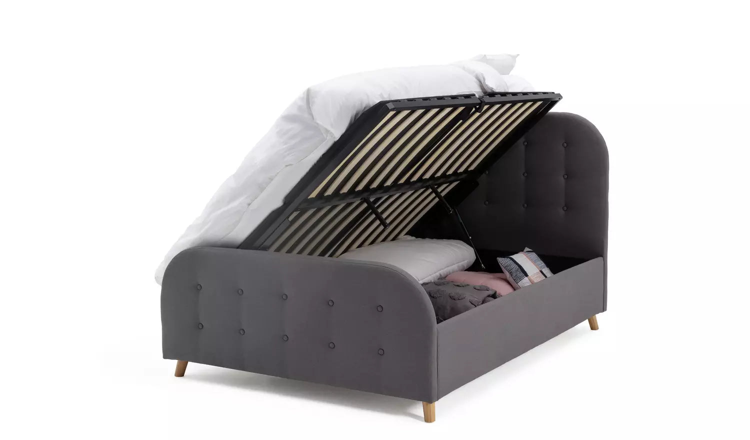 Home Ashby Ottoman Double Fabric Bed Frame - Grey