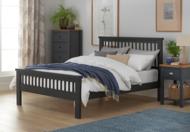 Home Aubrey Double Wooden Bed Frame - Grey