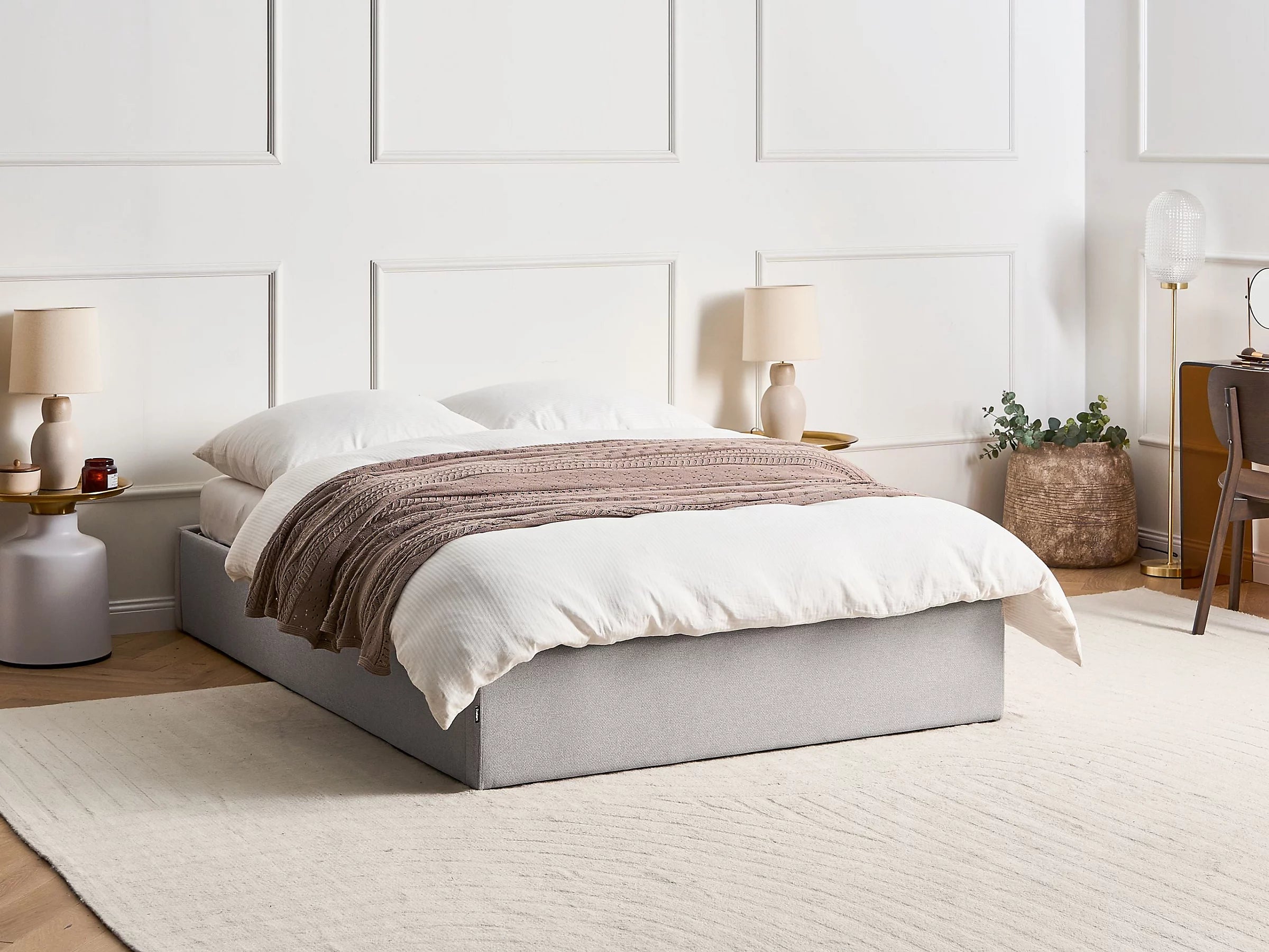 Ottoman Bed without Headboard Fabric DINAN 90 x 200 cm (EU Single)